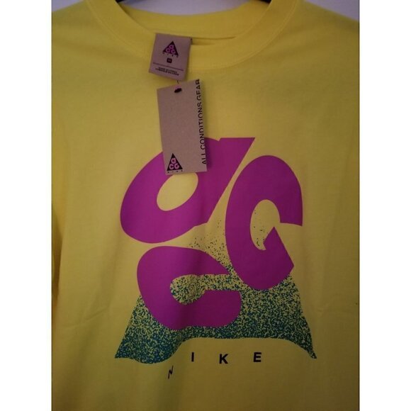 Nike MEN NRG ACG EVO LOGO TEE OPTI YELLOW ACTIVE FUCHSIA SIZE: MEDIUM - Picture 2 of 12